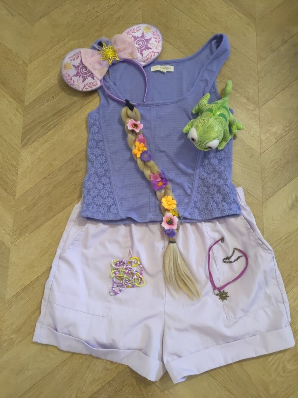 Rapuzel Tangled Disneybound Outfit incl ears w braid pascal plush & jewelry